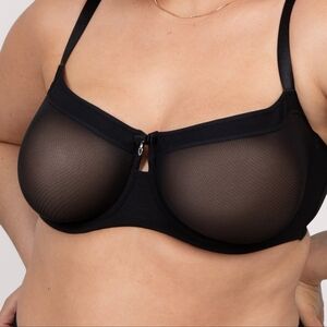 Curvy Couture Sheer Mesh Unlined Balconette Bra